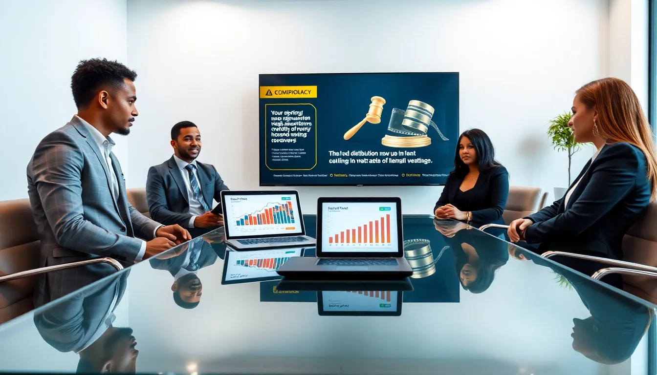 diverse team discussing movie piracy in a modern office.