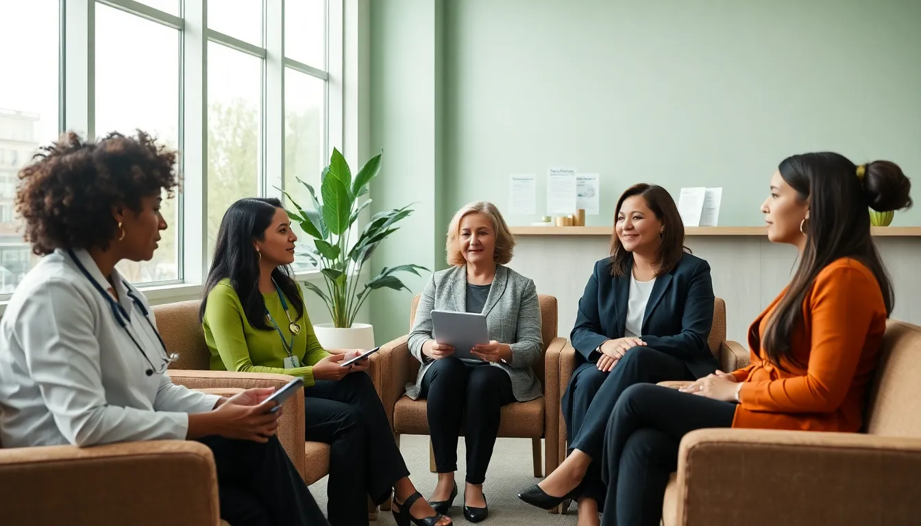 diverse women consulting at a women’s health clinic.