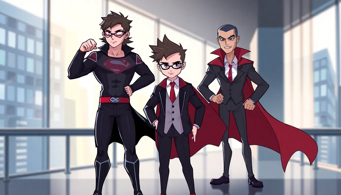 three iconic characters illustrating the concept of trios in pop culture.