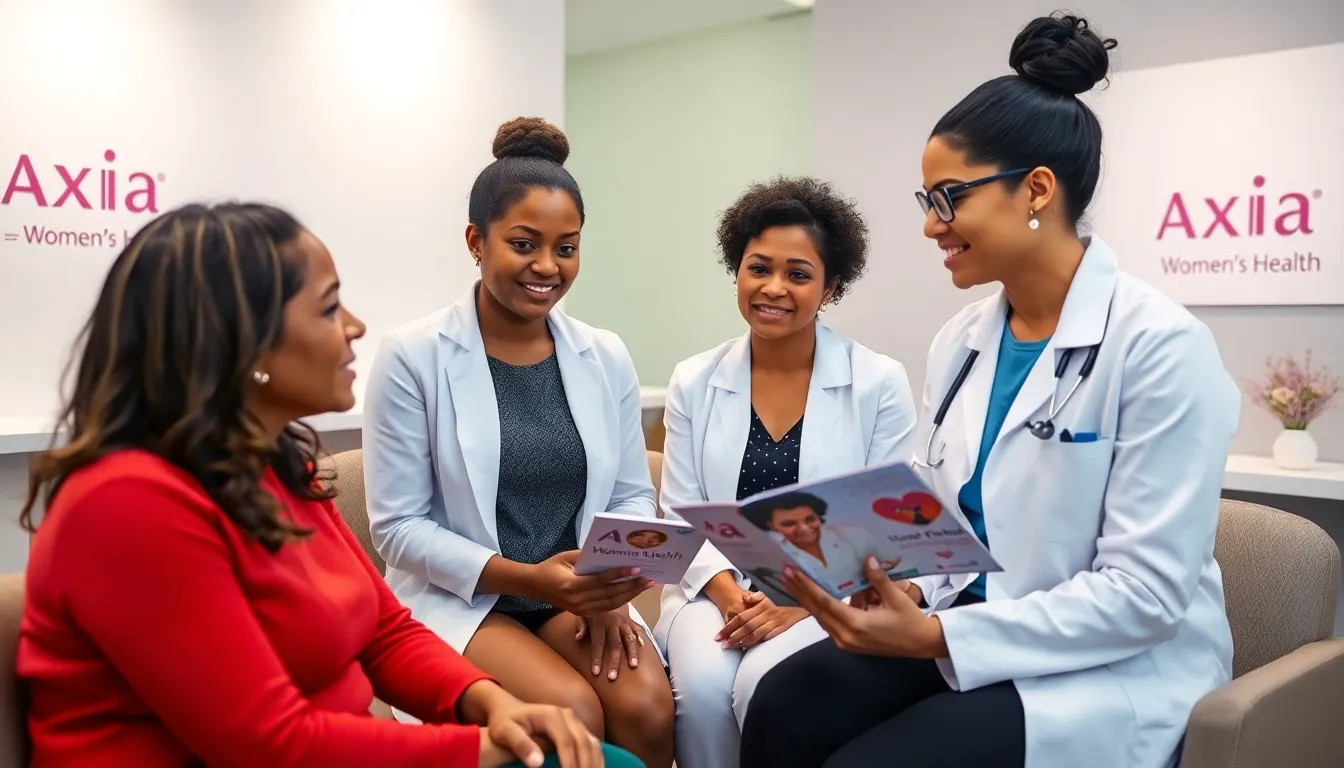 diverse women consulting with a healthcare provider in a modern clinic.